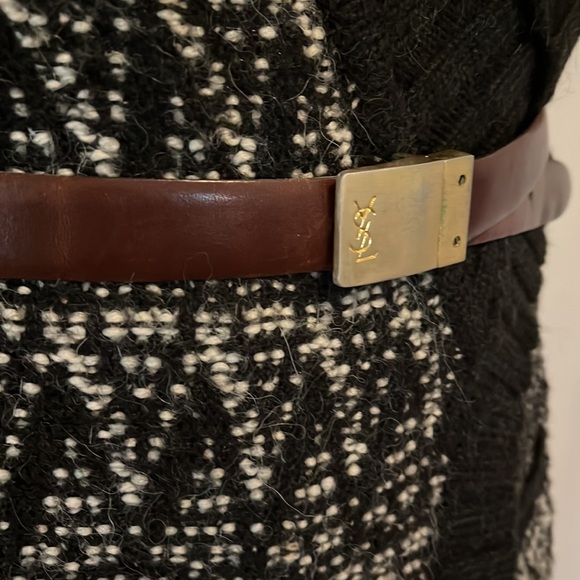 YSL Vintage Brown Leather Belt – Gold Plate Buckle, Custom Notch - Picture 2 of 4